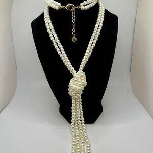 Charter Club Glass Pearl Tassel Necklace